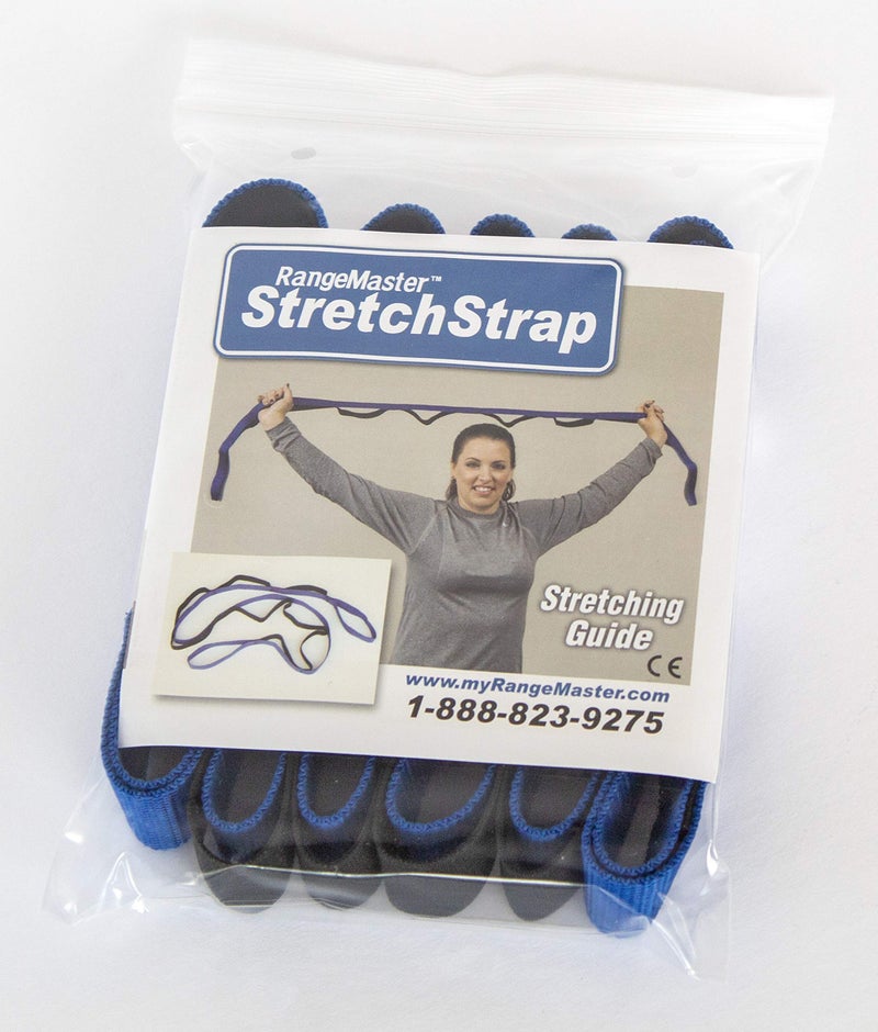 RangeMaster Stretch Strap, Multi-loop Strap with Exercise Guide for Physical Therapy, Yoga, Flexibility (Blue) - Image 1